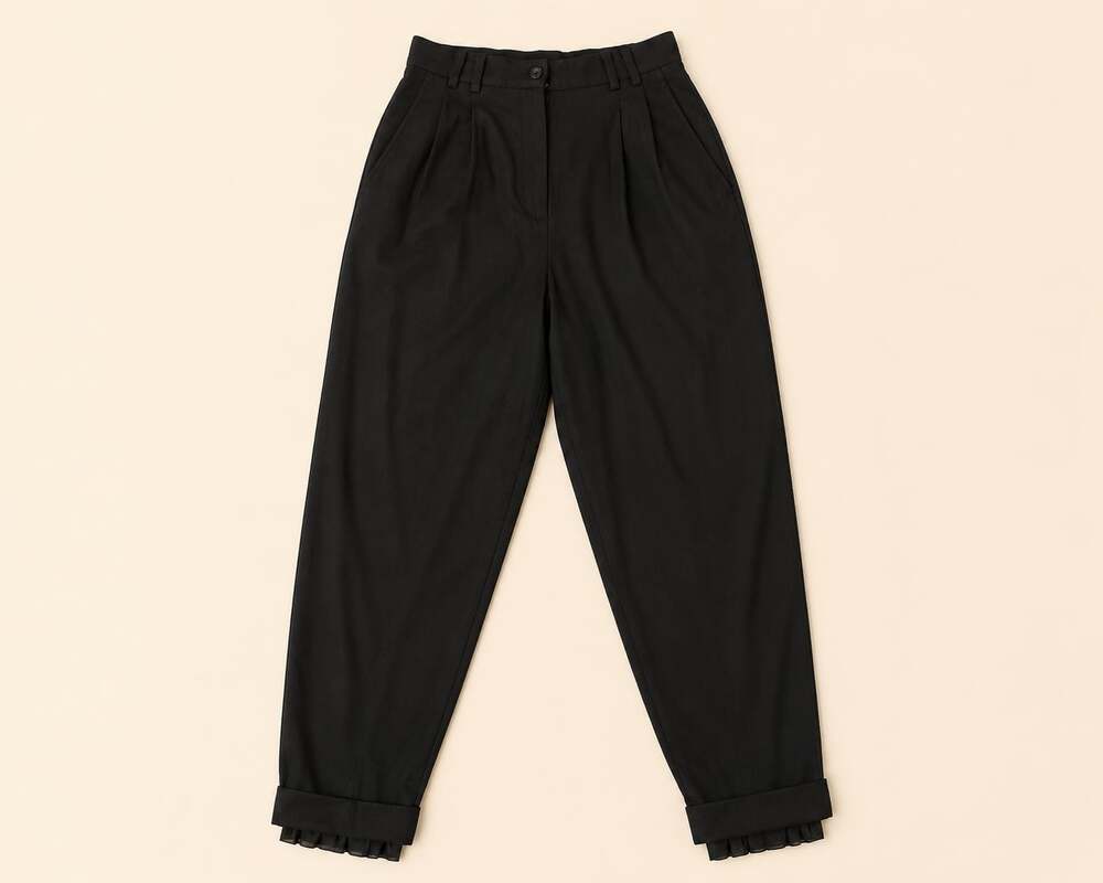 Compagnie Express Tailleur Vintage Black Pleated Trousers Size 5/6‎